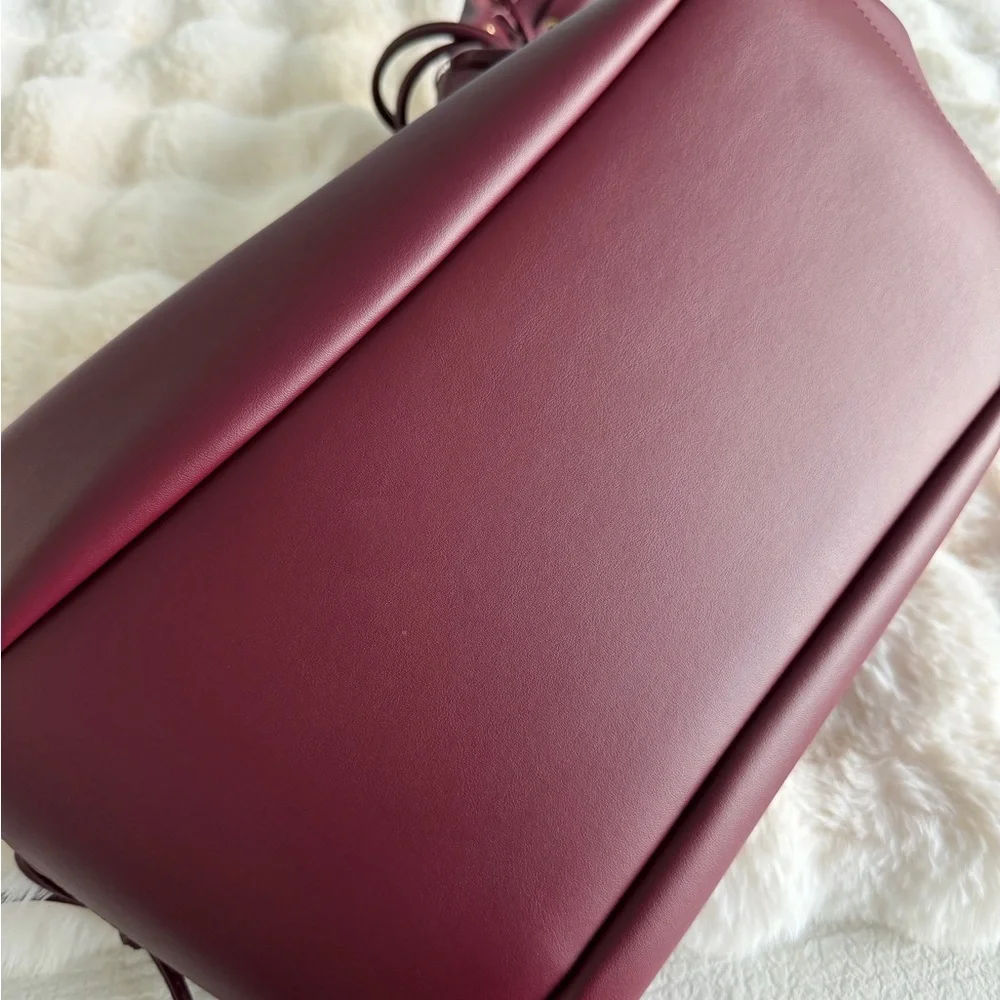 GANNI Burgundy Leather Shoulder and Crossbody Bag